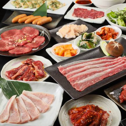 ★週日～週四★限定【肉類吃到飽】特選牛肉、牛腰肉、豬肉、雞肉（53種）3,500日元