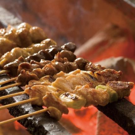 《曜日限定》【3H飲放】朝引き地鶏の炭火焼鳥食べ放題×大山鶏の逸品含む全8品4790円⇒3800円