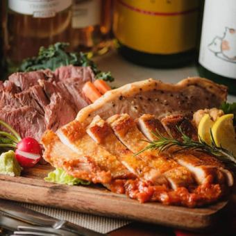 《曜日限定》【3H飲放】厳選肉料理食べ放題×和牛ローストビーフほか含む全8品4480円⇒4000円