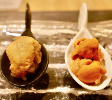 "엄선한 성게"의 2종 먹어 비교 코스