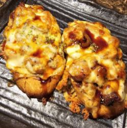 照り焼きチキンのピザ風トースト/鶏雑炊