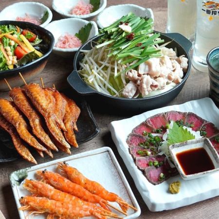 【2時間飲放題付】 ＜竹＞博多もつ鍋コース◆和牛たたき・もつ鍋を〆ちゃんぽんまで［全10品］