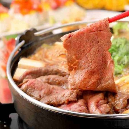 <June/July> Seafood and Tokachi Ikeda Beef Sukiyaki Course [★120 minutes with premium all-you-can-drink draft beer included]