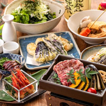 ■顶级品质■5种鲜鱼、天妇罗、厨师严选的牛排【极限套餐】含无限畅饮在内的9种菜肴 6,000日元 宴会