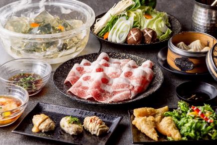 [2-hour all-you-can-drink included] Luxurious jewel hotpot course with fresh meatballs and Hokkaido Hakuun pork (6 dishes total)