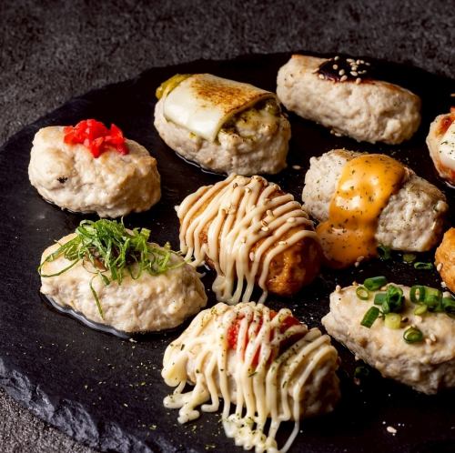 【定番！】ふわとろ食感の「生つくね」は全18種類の味が楽しめます。梅肉大葉やチーズ、月見が人気！