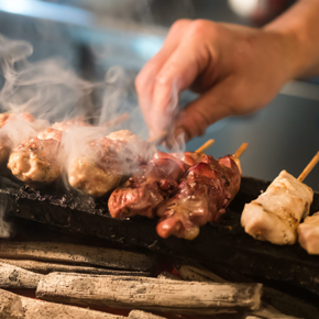 Enjoy our special yakitori and yakiton grilled over charcoal.