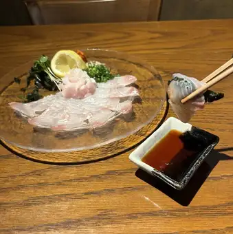 豊洲直送 ヒラメ薄造り さっぱりポン酢で