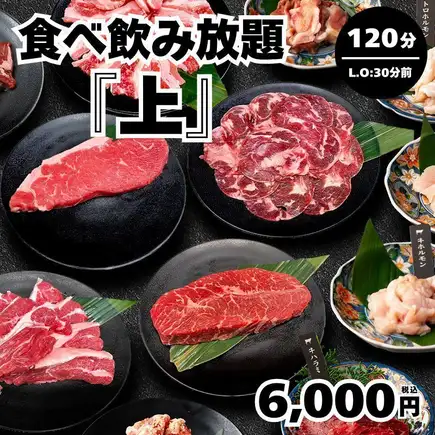 【食べ飲み放題・上】全102種 サーロインステーキ等 120分(L.O.90分)→6,000円＜夏宴会＞