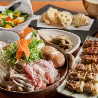 [2 hours of all-you-can-drink] Hot pot course where you can enjoy fresh fish sashimi and local chicken yakitori