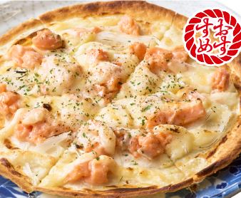 银鱼玉米饼披萨 / 三文鱼奶油奶酪玉米饼披萨