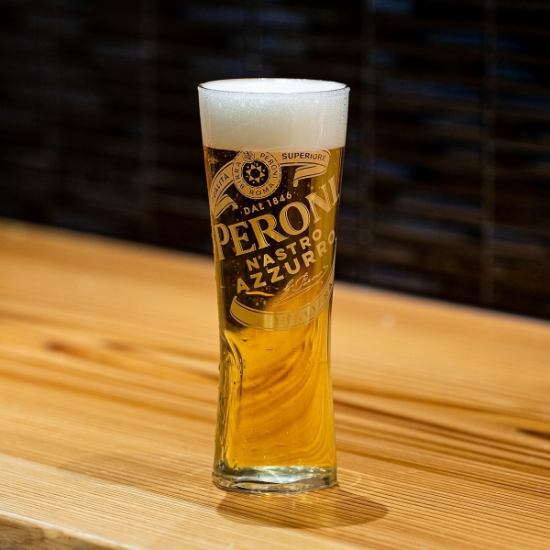 Beer [Peroni] that can only be drunk at our store