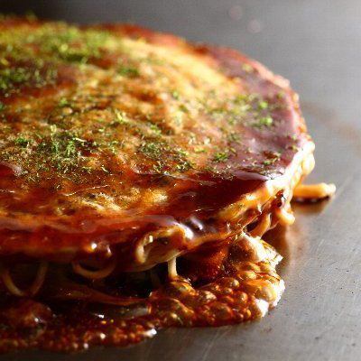 Hiroshima style okonomiyaki meatball soba