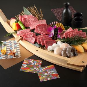 Special Kobe beef and seafood boat platter