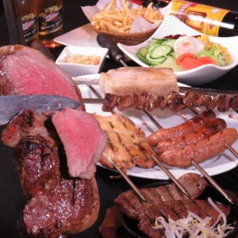 Weekends and days before holidays 90 minutes all-you-can-eat Churrasco 5,480 yen ~ All-you-can-drink 5,980 yen or SD all-you-can-drink 5,480 yen