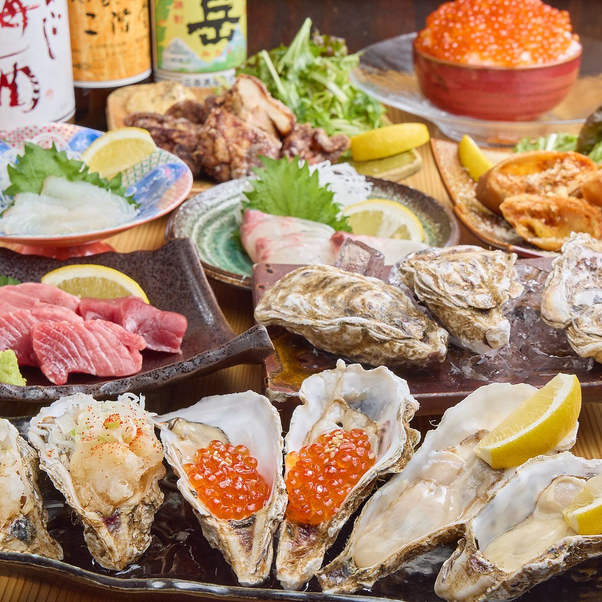 殻付き牡蠣や新鮮な海鮮など豊富なメニューを取り揃えています！