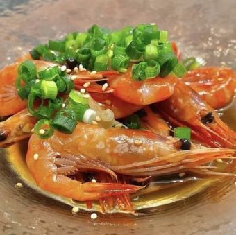 子持ち甘海老の韓国醤油がけ