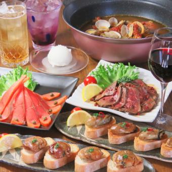 【120分飲み放題付】Wメイン＋ローストビーフ を満喫！峰家フルコース　デザート付10品　7500円