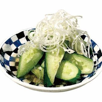 キュウリの葱塩だれがけ