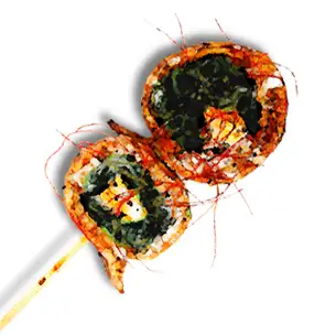 Kujo green onion and cheese rolls, grilled with sauce.