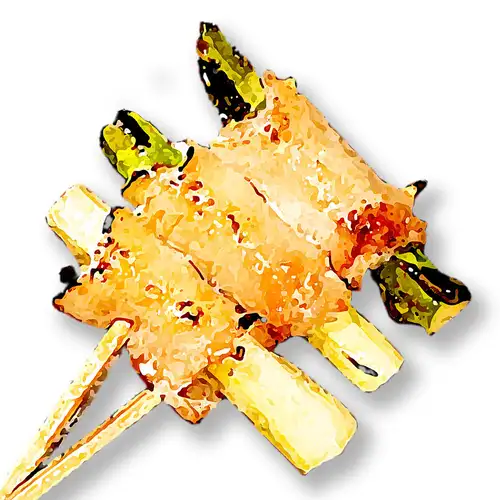 Asparagus wrapped in salt sauce and grilled