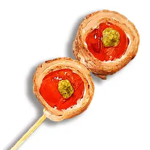 Mini tomato rolls with basil sauce