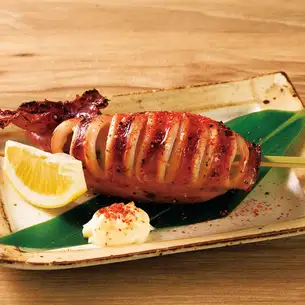 Grilled squid in soy sauce from a street stall