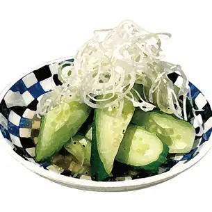 Cucumber with green onion and salt sauce