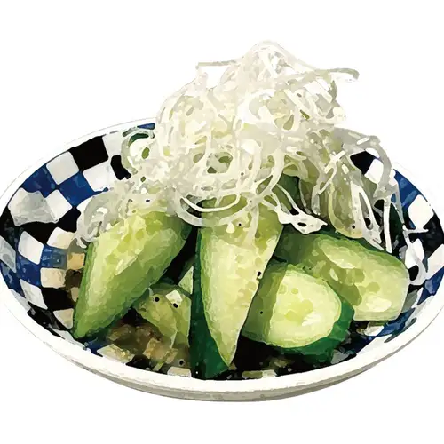 Cucumber with green onion and salt sauce