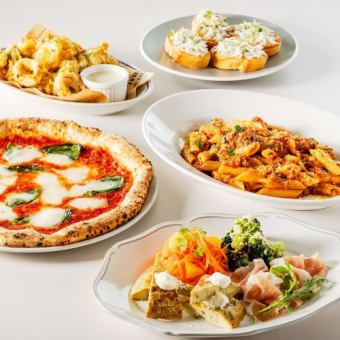 截至 12 月 22 日(僅限食物)休閒套餐 ★ 5 道菜和 8 道菜,包括最受歡迎的披薩、4 種開胃菜、薯條、義大利麵等。