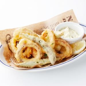 Squid and asparagus fritters