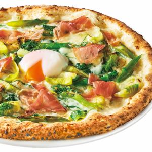 Bismarck with spring vegetables and prosciutto (S)