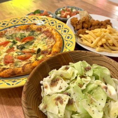 【室内専用】2H飲み放題付き！本日のpizzaやカプレーゼ等全8品◎イタリアンコース5500円