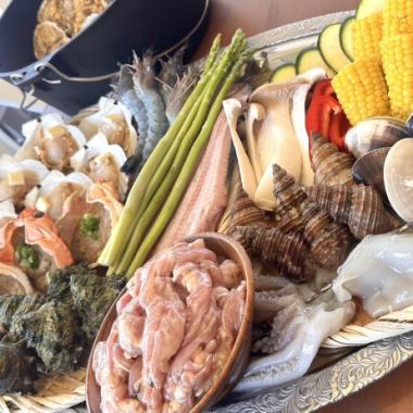 ２時間呑み放題付☆海鮮とお肉が楽しめる「海鮮ＢＢＱコース！平日6,000円（金土6,500円）