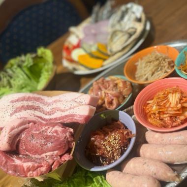 ２時間呑み放題付☆サムギョプサルBBQコース！平日6,000円（金土6,500円）
