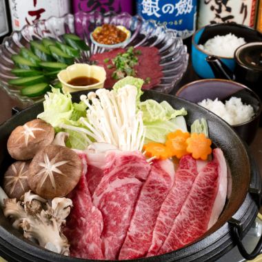 【2H飲み放題付き】牛タンと国産和牛の焼肉屋が本気で作ったすき焼きコース★全4品7500円(税込)