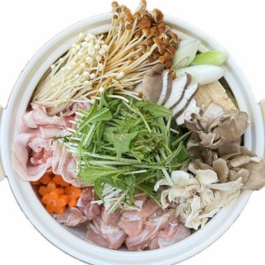 【2H 음료 무제한 포함!】 참깨 콩 버섯 버섯 냄비 코스 ★ 전 4 품 평일 5500 엔 / 금토 6000 엔 (세금 포함)