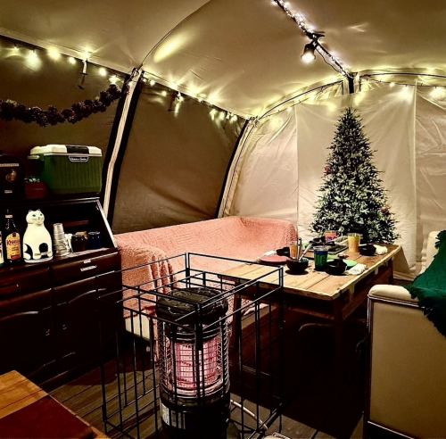 暖房が効いた暖かいテント