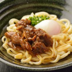 Kamaage udon with beef tendon and raw egg