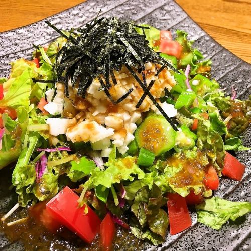 Japanese-style salad of okra and long potato