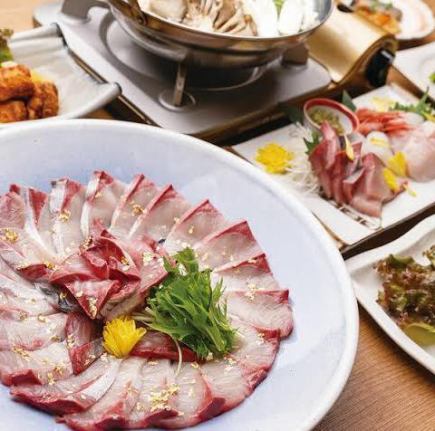 【最受欢迎★】使用市场直送的鰤鱼的“涮涮锅套餐”,共9道菜品,3小时无限畅饮,5000日元