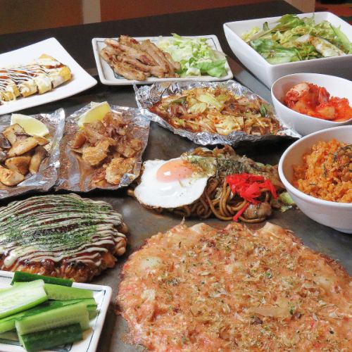[Popular course] Full volume ◎ 13 dishes including okonomiyaki, monjayaki, and iron plate dishes!