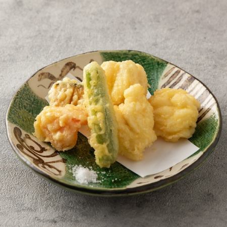 活〆ハモと夏野菜の天婦羅盛り合わせ