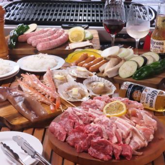 テラスで♪海鮮も味わえる【BBQ PLAN　ベーシック】じっくり楽しめる2H飲み放題付 6800円