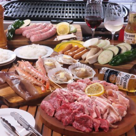 テラスで♪海鮮も味わえる【BBQ PLAN ベーシック】じっくり楽しめる2H飲み放題付 6800円