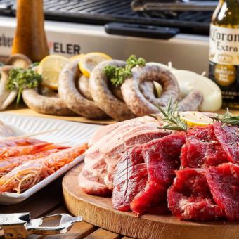 <10名様以上の団体限定>【テラス席】2時間飲み放題◎全6品『BBQライトプラン』をお得に5,500円