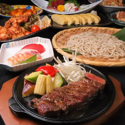 【2時間飲み放題付き】メインは阿波牛ステーキ!!そば蔵堪能コース全11品 6000円(税込)