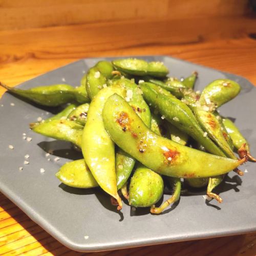 Grilled edamame with burnt butter and soy sauce