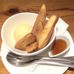 Cinnamon sugar sweet potato with vanilla ice cream