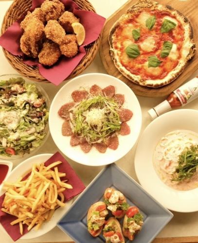 홈 메이드 피자와 자랑의 튀김, 고집 샐러드 etc